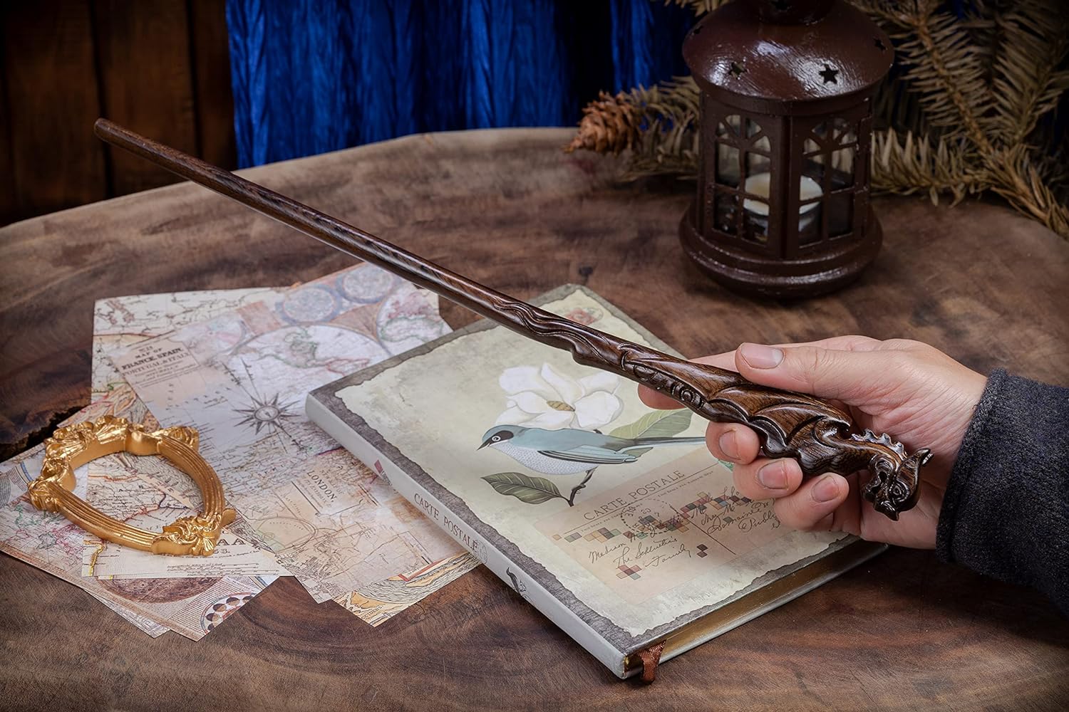 Handicraftviet Hand Carved Dragon Magic Wand, Wooden Wands for Collectible Cosplay