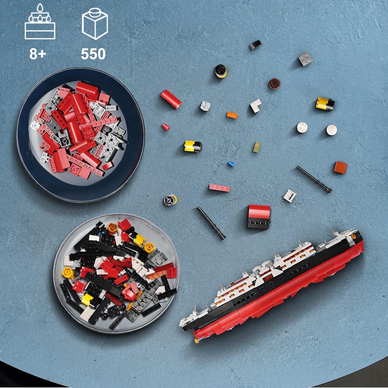 2 in 1 Titanic Model & Transform Robot Building Kit, Collectible Display Model Set