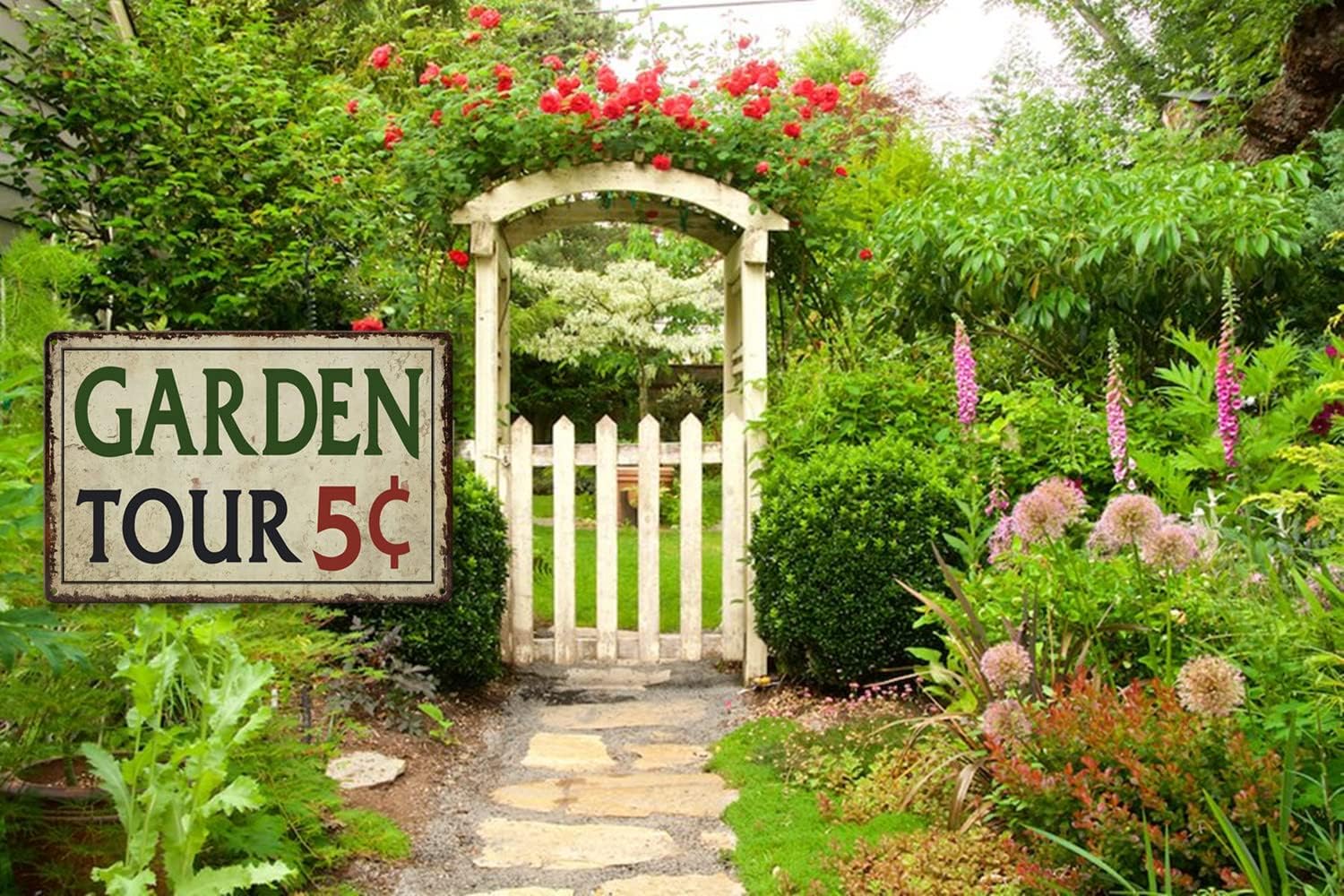 Garden Tours 5 Cents Tin Sign Home Decor