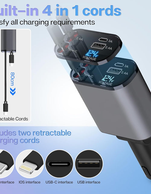 Load image into Gallery viewer, Retractable Car Charger with 100W, 4 in 1 Car Fast Charger for iPhone and Type C
