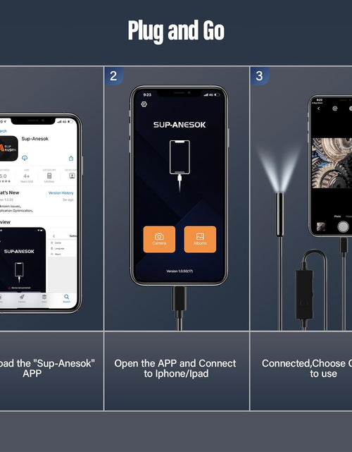 Load image into Gallery viewer, Endoscope Camera with Light iPhone Borescope Inspection Camera, 1920p HD, Adjustable 8 LED, 16.4ft, Single Lens
