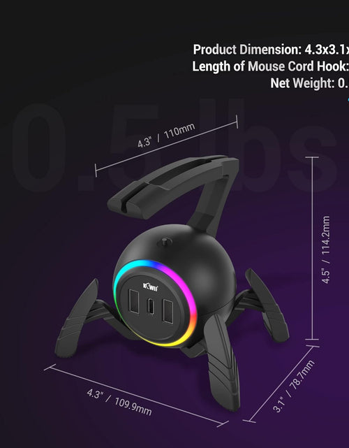 Load image into Gallery viewer, Mouse Bungee RGB Gaming Mouse Cord Holder Controller, USB Port Style Mouse Bungee
