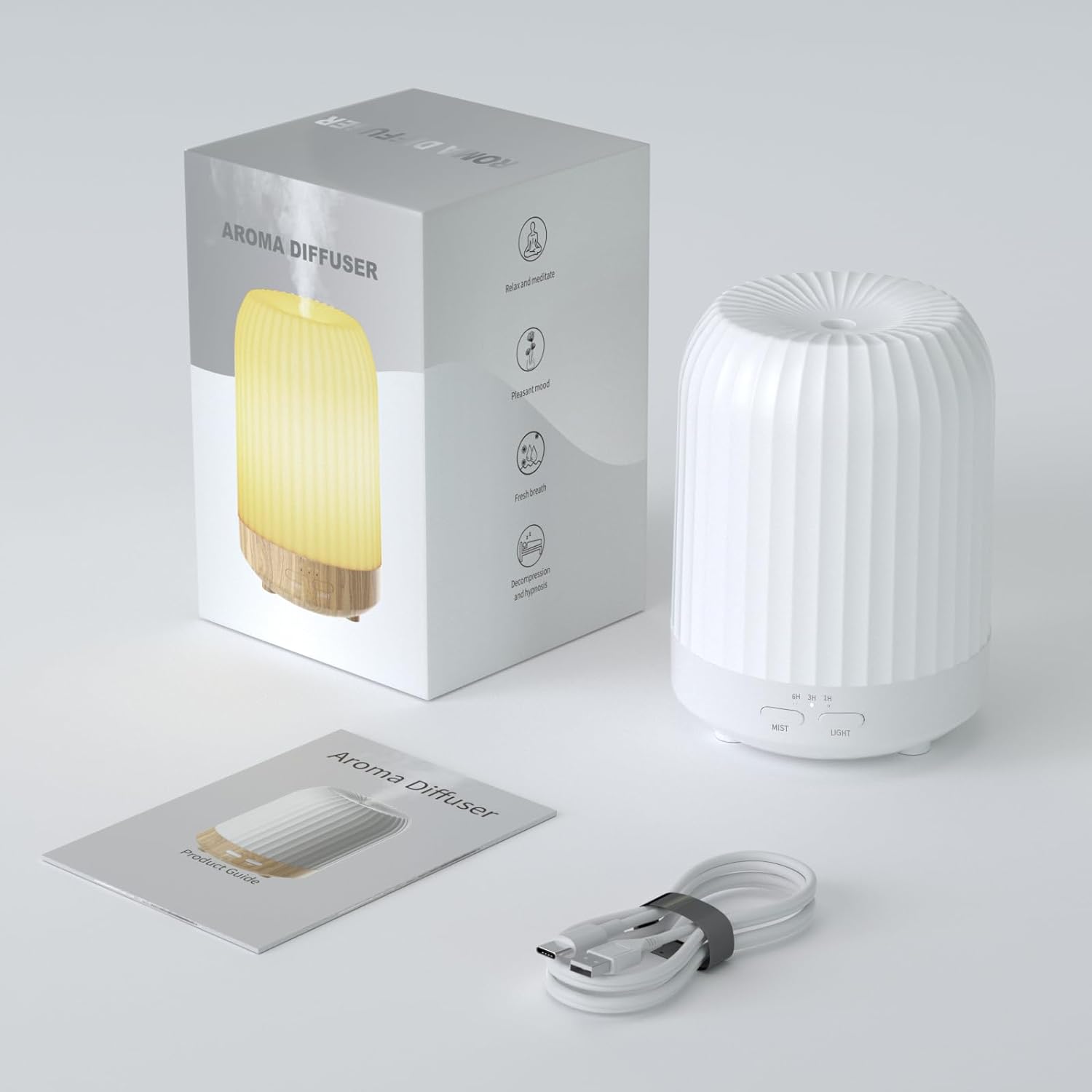 Essential Oil Diffuser for Bedroom, Quiet Humidifiers for Home, Ultrasonic 250ML Small Aromatherapy Diffuser, 7 LED Color Safety, White