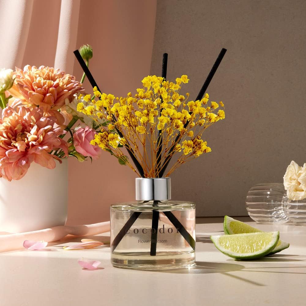 Flower Reed Diffuser set / 6.7oz / White Jasmine/Scent Diffuser with Sticks Home Fragrance