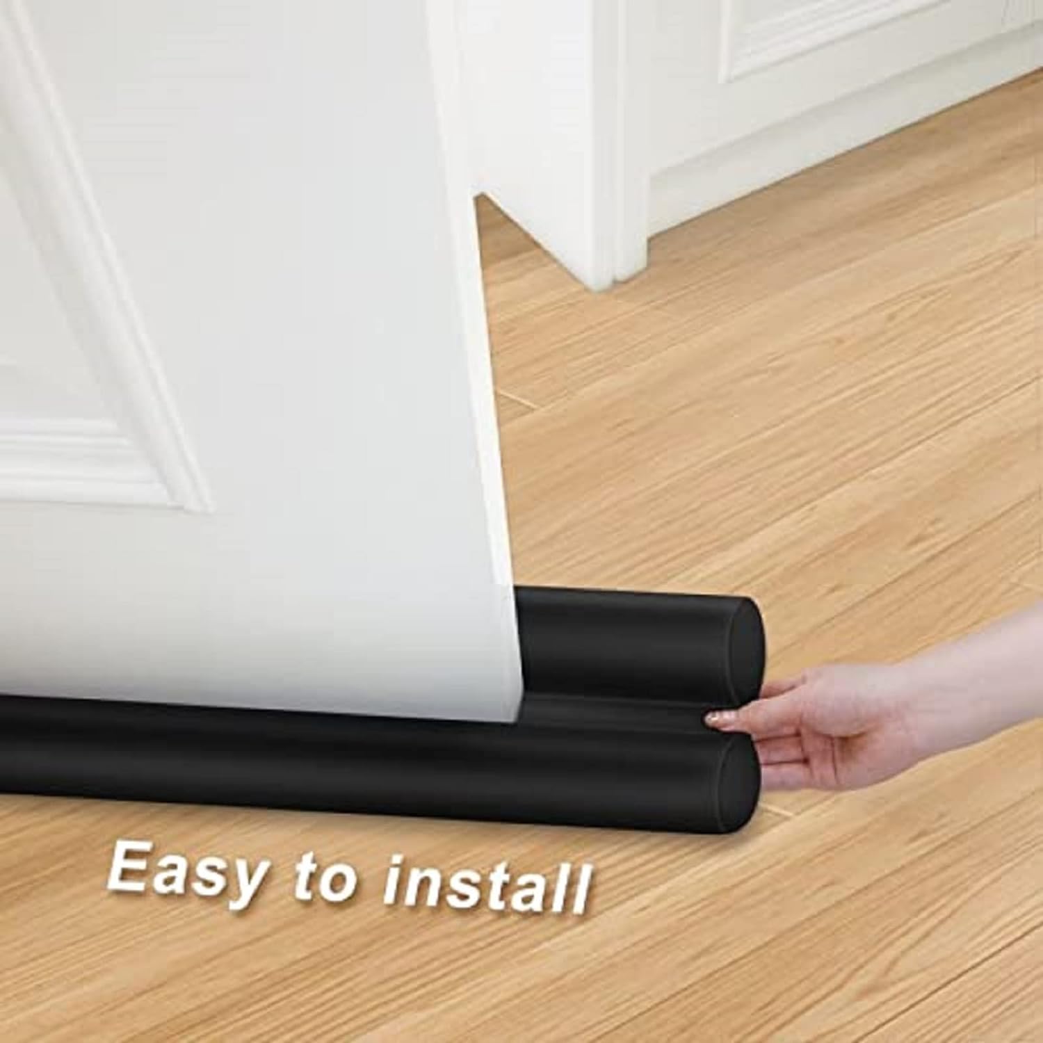 Large Door Draft Stopper for Bottom of Doors 36 Inch Under Door Draft Noise Blocker Black Gap, Black