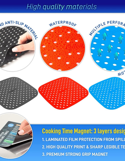 Load image into Gallery viewer, Reusable Silicone Air Fryer Liners with Air Fryer Magnetic Cheat Sheet, Easy Clean Air Fryer Accessories
