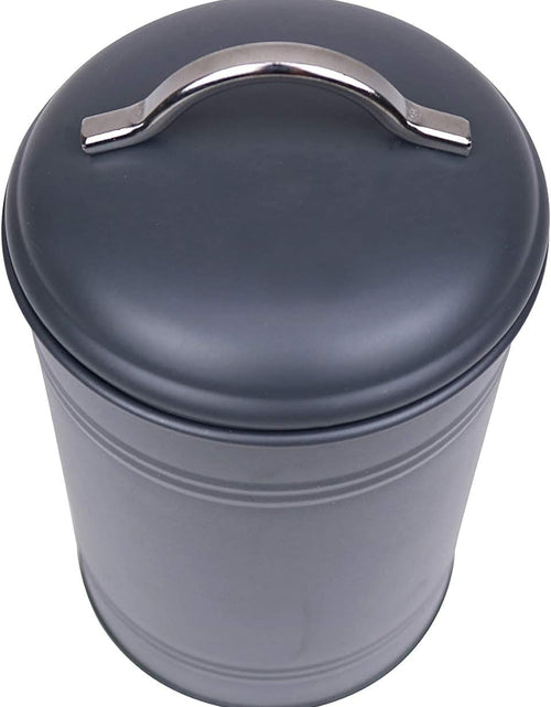 Load image into Gallery viewer, Set of 3 for Countertop Storage of Coffee, Food, Charcoal Grey Metal (8 Inches High with Lids, 4.5 Inches Diameter)
