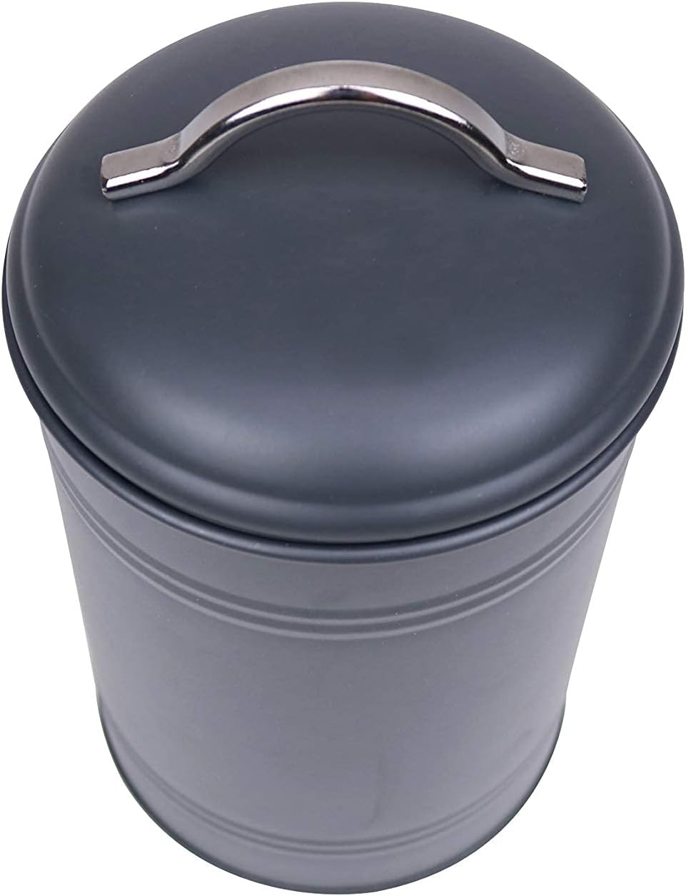 Set of 3 for Countertop Storage of Coffee, Food, Charcoal Grey Metal (8 Inches High with Lids, 4.5 Inches Diameter)
