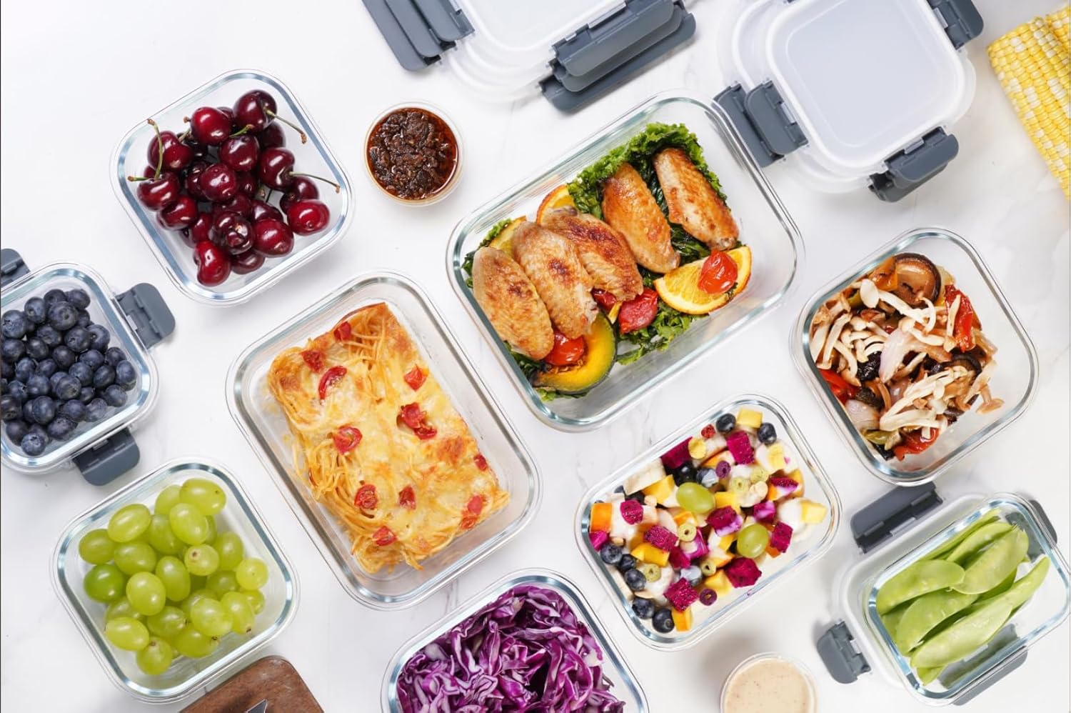 Glass Meal Prep Containers for Lunch Food Storage with Lids,  BPA Free（20 Pieces）