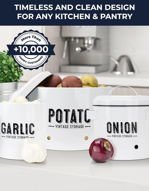 Load image into Gallery viewer, Potato Storage For Pantry, Canister Sets for the Kitchen Counter, Potatoes Storage, White
