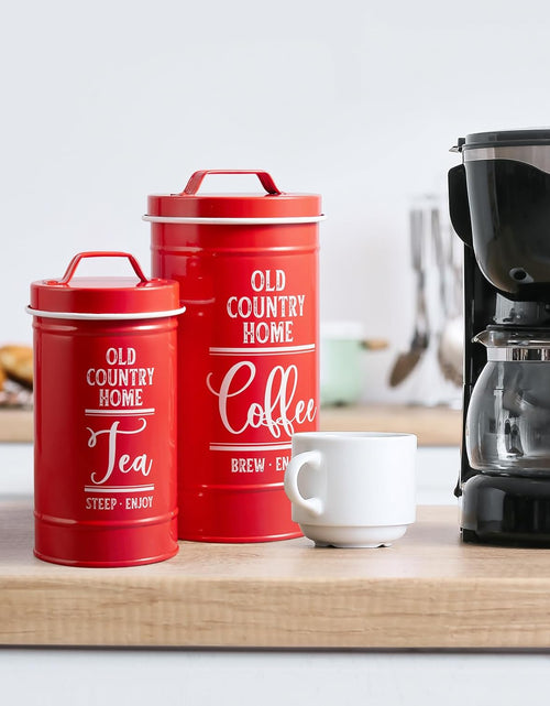 Load image into Gallery viewer, Airtight Kitchen Canisters for Countertop, Flour and Sugar Containers, Tea Coffee Sugar Canister Set, Red, Set of 4
