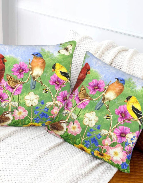 Load image into Gallery viewer, Set of 2 Rustic Flowers Birds Butterfly Spring Summer Throw Pillow Covers
