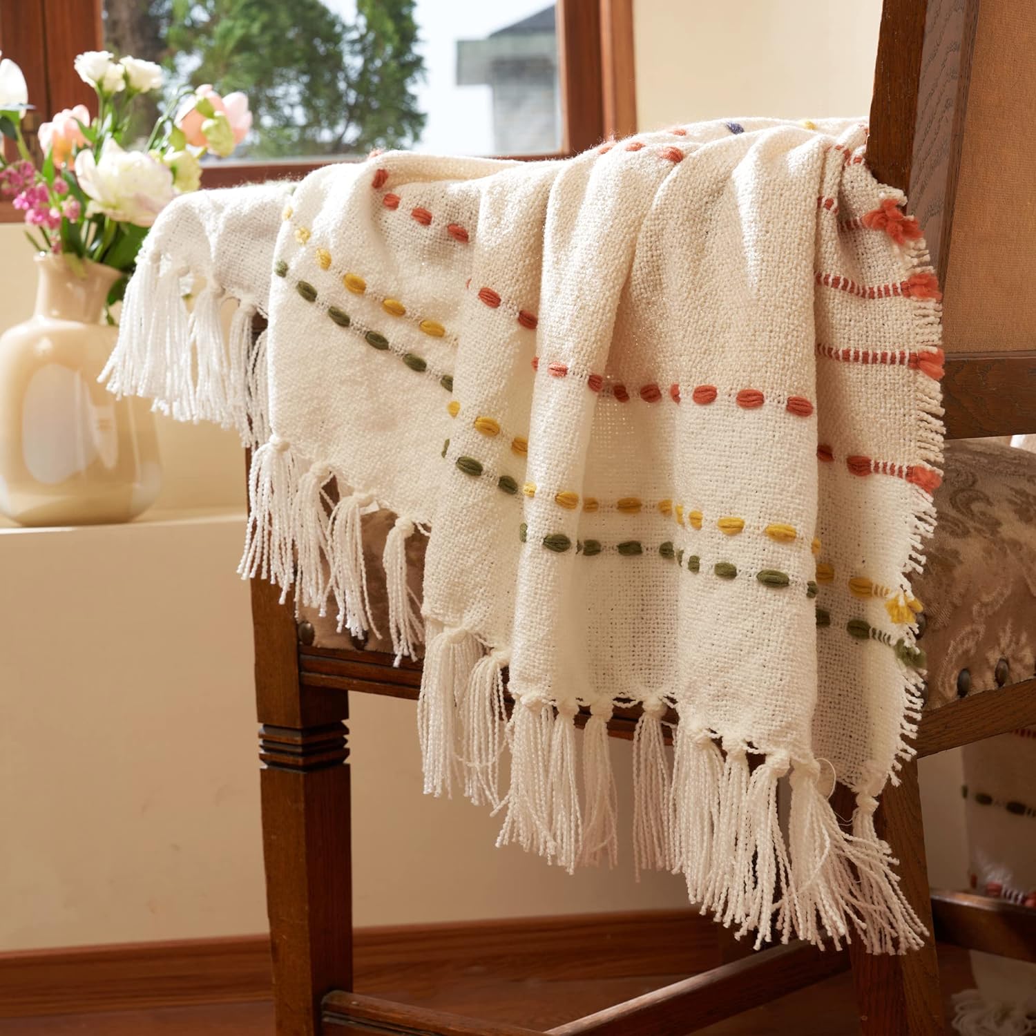 Boho Throw Blanket for Couch, Bohemian Decorative Summer Throw Blanket, 50x60 inches