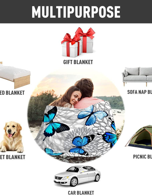 Load image into Gallery viewer, Beautiful Blue Butterfly Throw Blanket Ultra Soft Flannel Butterflies Blanket Gifts for Kids Adults 50&quot;X40&quot;
