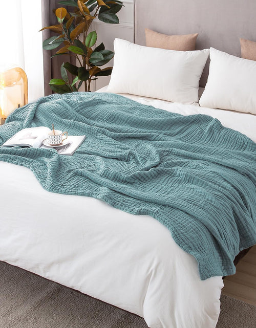 Load image into Gallery viewer, Cotton Throw Blanket for Couch Soft Muslin Blankets 50&quot;x60&quot; Lightweight, Teal
