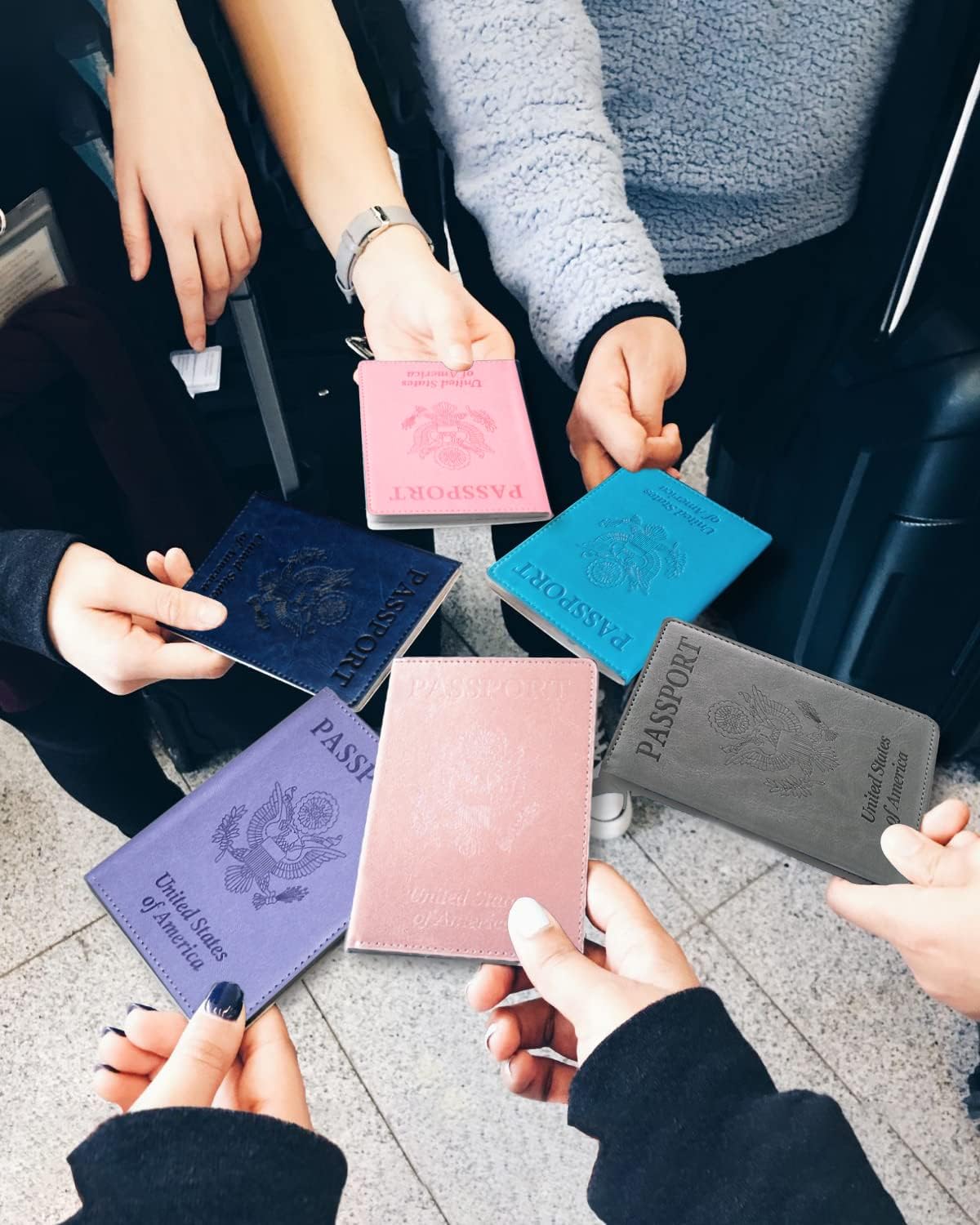 Leather Passport Holder Covers Case, Passport Book Wallet Card Slot Luggage Tag, Pink