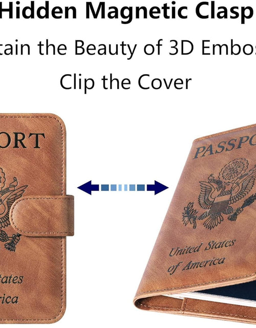 Load image into Gallery viewer, Airtag Passport Holder Cover Wallet Travel Essentials with Rfid Blocking Case, Brown
