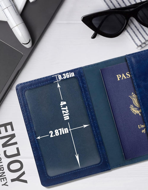 Load image into Gallery viewer, Passport Holder for Travel, Slim Passport Cover for Women Men, Leather Passport Case, Dark Blue
