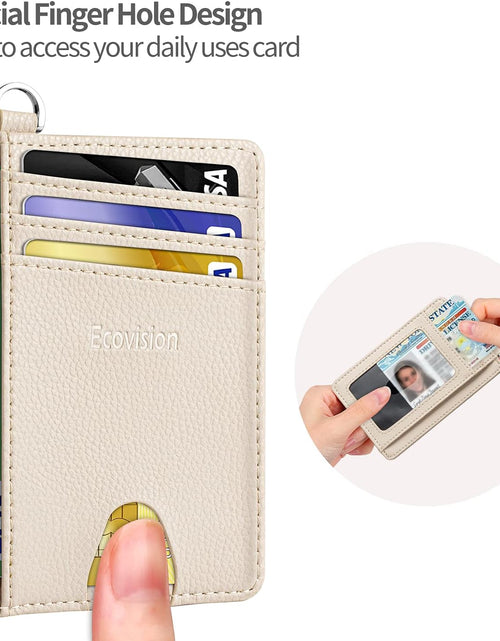 Load image into Gallery viewer, Slim Minimalist Front Pocket Wallet, RFID Blocking Credit Card Holder Wallet with Detachable D-Shackle, Beige
