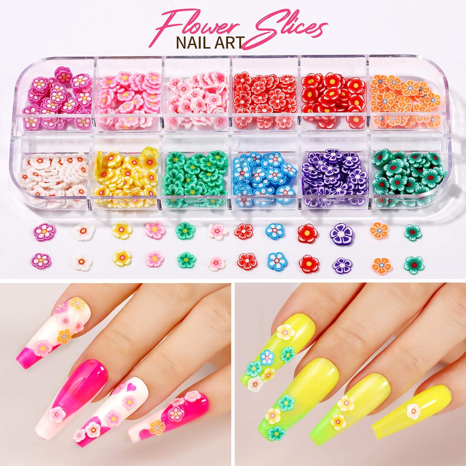 12 Sheets Nail Art Sticker 3D Self-Adhesive, Nail Art Decoration with 5 Boxes Holographic,Spring/Summer