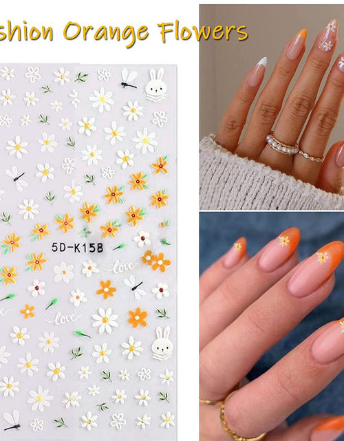 Load image into Gallery viewer, Flower Floral 5D Embossed Nail Decals Nail Art Design Self Adhesive Nail Supplies with Nail Tweezer

