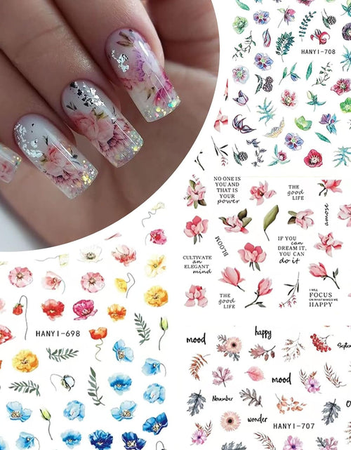 Load image into Gallery viewer, 9 Sheets Flower Nail Art Stickers Decals 3D Self-Adhesive Nail Decals Spring Floral
