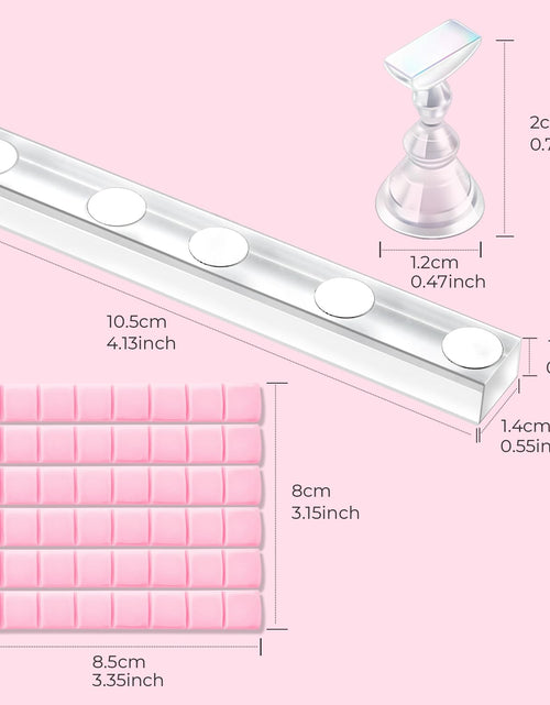 Load image into Gallery viewer, Nail Stand for Press On Nails Display Practice Art Magnetic Fake Nail Holder, Clear/Pink
