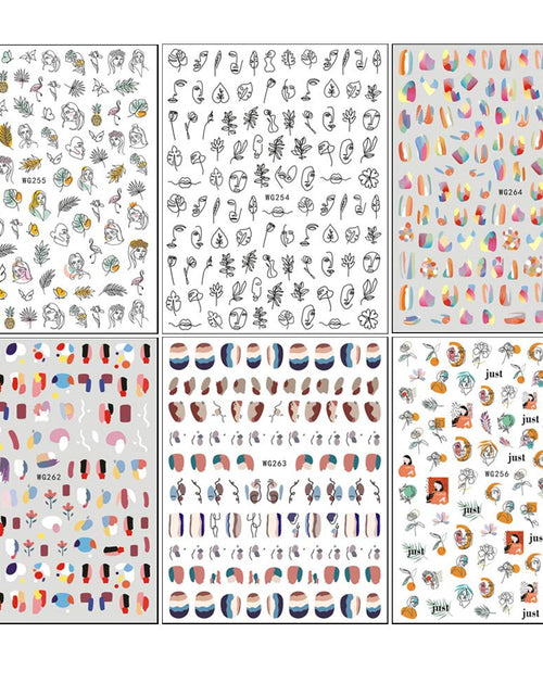 Load image into Gallery viewer, Graffiti Fun Nail Art Stickers, Abstract Nail Decals 3D Self-Adhesive, 6 Sheets
