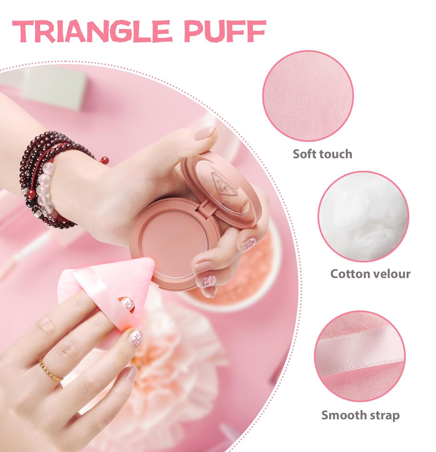 8 Pieces Triangle Powder Puff Face Soft Triangle Makeup Puff Velour Cosmetic Foundation Blender Sponge