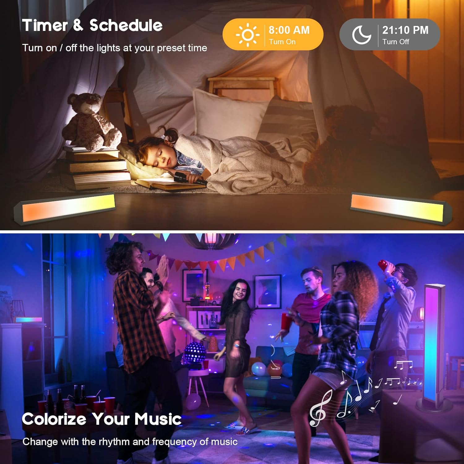 RGB Light Bars, Smart Light Bar with Scene Modes and Music Modes, Ambient Lighting TV Backing, RGB