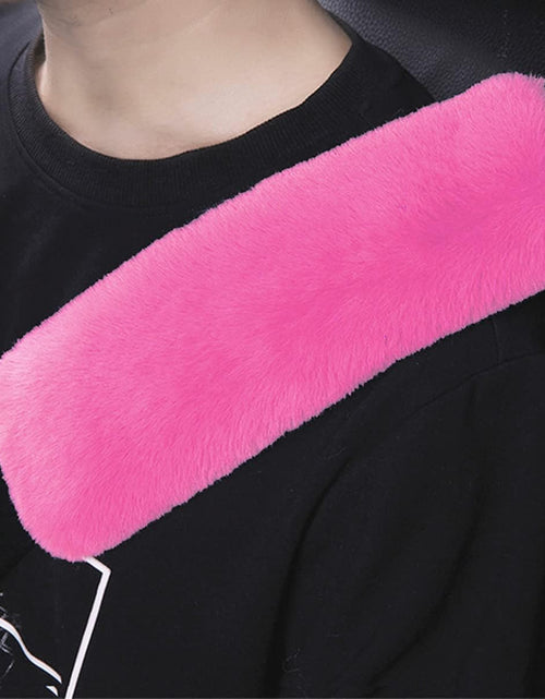 Load image into Gallery viewer, 6pcs/Set Soft Fluffy Faux Wool Steering Wheel Cover &amp; Seatbelt Shoulder
