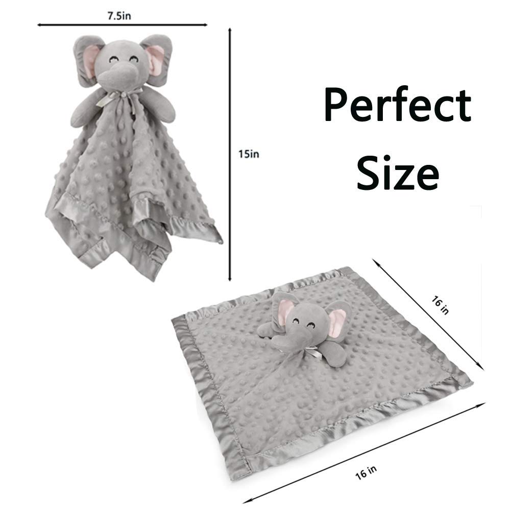 Elephant Security Blanket, Soft Lovey Unisex Lovie Baby Gifts for Newborn Boys and Girls
