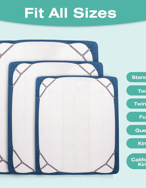 Load image into Gallery viewer, Bed Sheet Straps, Easy to Install Sheet Straps, Fitted Sheet Clips, Adjustable Sheet Fasteners (Gray-4 Pcs)
