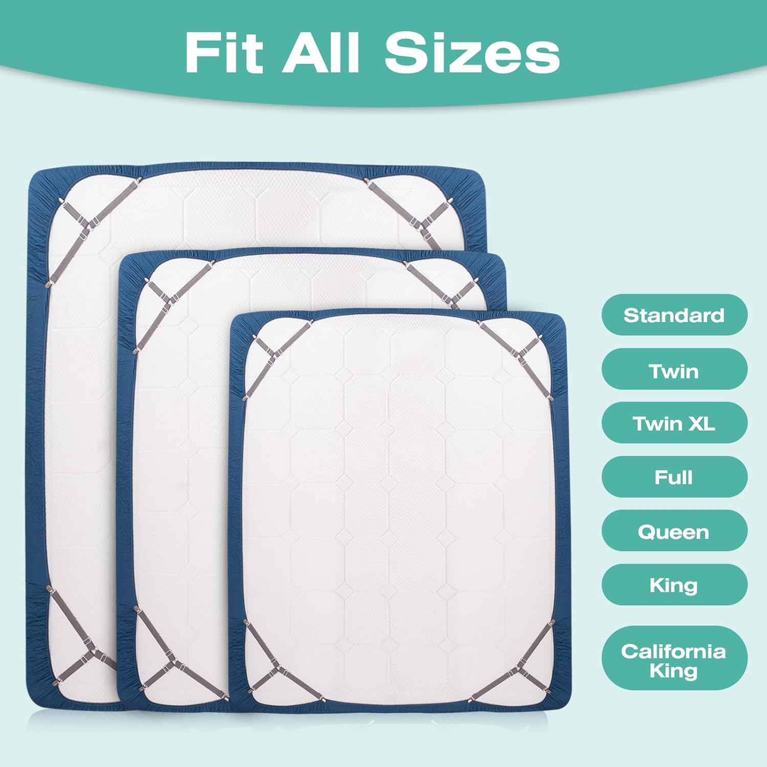 Bed Sheet Straps, Easy to Install Sheet Straps, Fitted Sheet Clips, Adjustable Sheet Fasteners (Gray-4 Pcs)