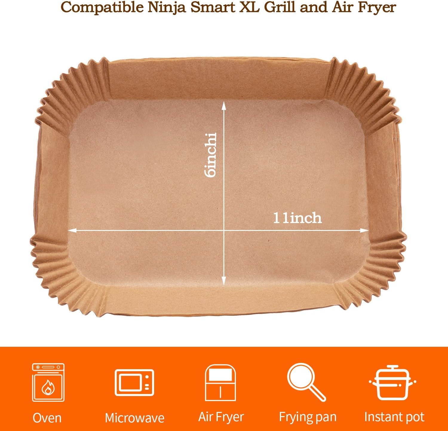 6-in-1 Indoor Grill,100PCS Rectangular Air Fryer Disposable Paper Liner