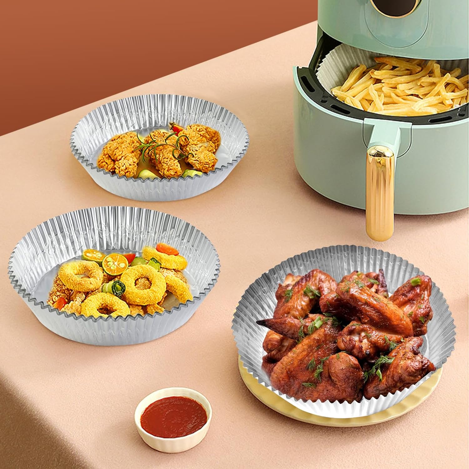 60PCS Non-stick Air Fryer Disposable Paper Liner, Oil-proof Water-proof