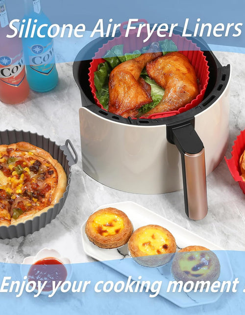 Load image into Gallery viewer, 2 Pcs Reusable Non-Stick Air Fryer Basket Bowl Fit 3-5QT Air fryer Baking Replacement of Flammable Parchment Paper(Round, 6.5 Inch)
