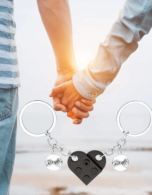Load image into Gallery viewer, Heart Keychain for Couples/Friendship, Matching Brick Keychains Set , Black
