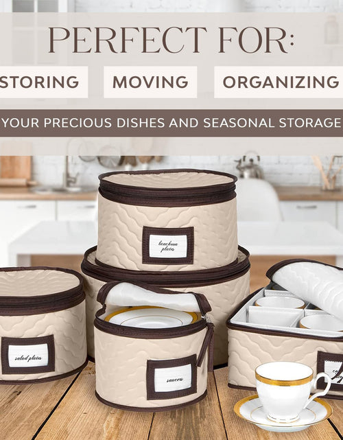 Load image into Gallery viewer, 5-Piece Set Moving Boxes for Dinnerware, Glasses, Plates, Mugs and Saucers Sturdy Quilted Microfiber Dish Organizer
