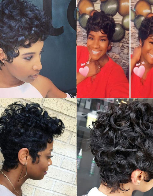 Load image into Gallery viewer, Pixie Cut Wig Natural Black Short Wigs for Black Women Short Wavy Hair

