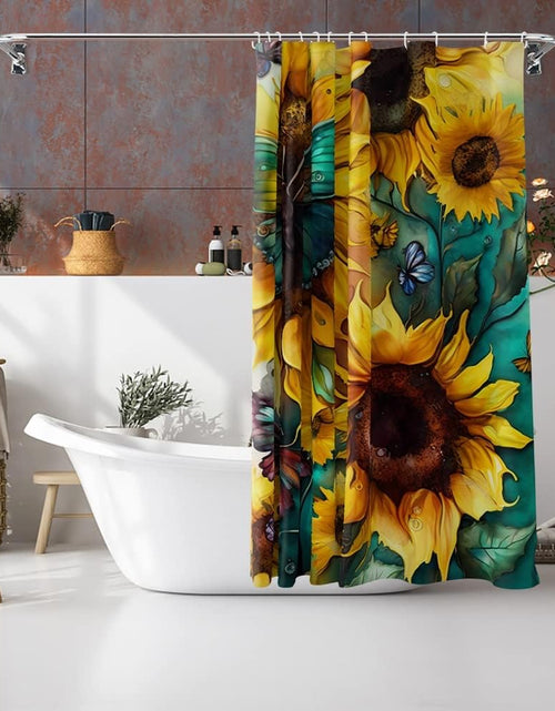 Load image into Gallery viewer, Big Yellow Sunflower Shower Curtain with Hooks Summer Waterproof Floral Decorative Bathroom Curtain Set, 72&quot;x72&quot; Seamless
