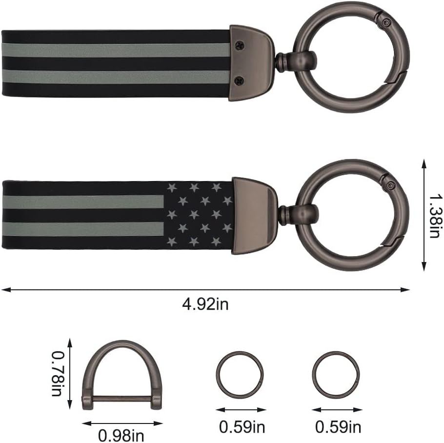 American USA Flag Car Keychain with Zinc Alloy Ring Fit for Truck, Ford, Jeep, Men Car Accessories