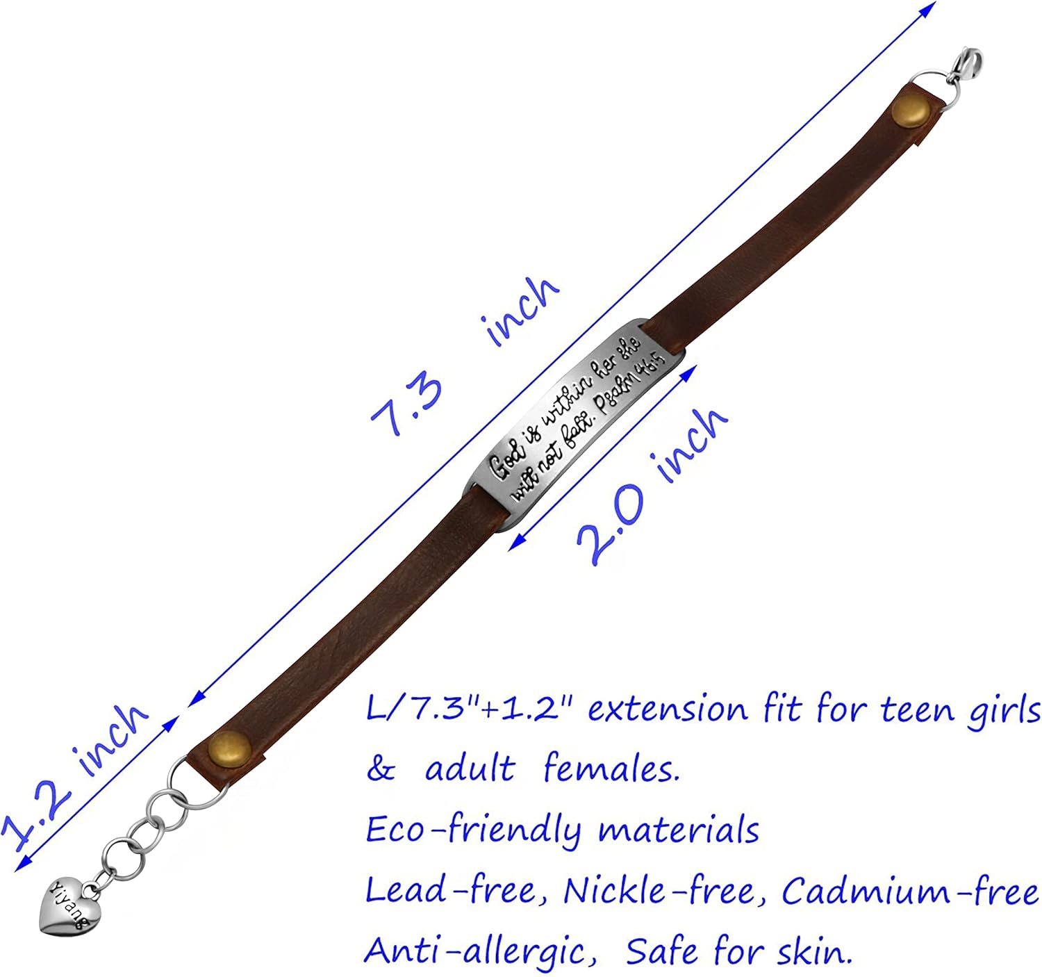 Leather Bracelet for Women Teens Christian Engraved Ornament Jewelry Gift Inspirational Vintage Stretch