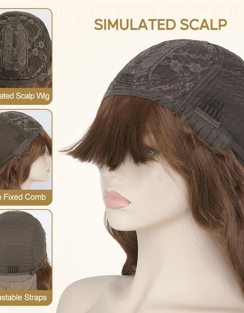 Load image into Gallery viewer, Long Dark Brown Wavy Wear and Go Glueless Wig with Bangs Ombre Brown Glueless Wigs

