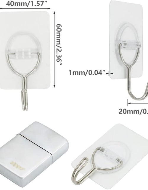 Load image into Gallery viewer, 8PCS Adhesive Wall Hooks Sticky Hooks - Hanging Up to 11Lbs (5Kg), Small Stick on Hooks, Self Adhesive 204 Stainless Steel Hooks (Clear)
