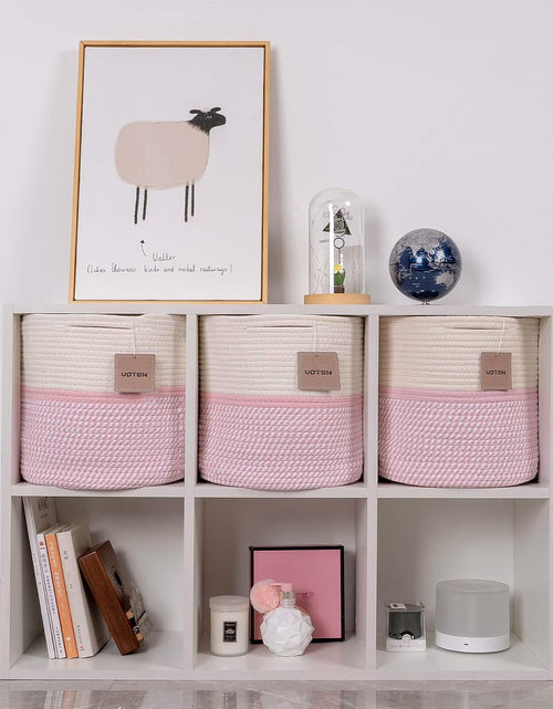 Load image into Gallery viewer, Cube Storage Baksets Bins 11x11’’ Fit 12x12’’ Organizer Bookcases Shelving, 3-Pack Off White/Mixed Pink
