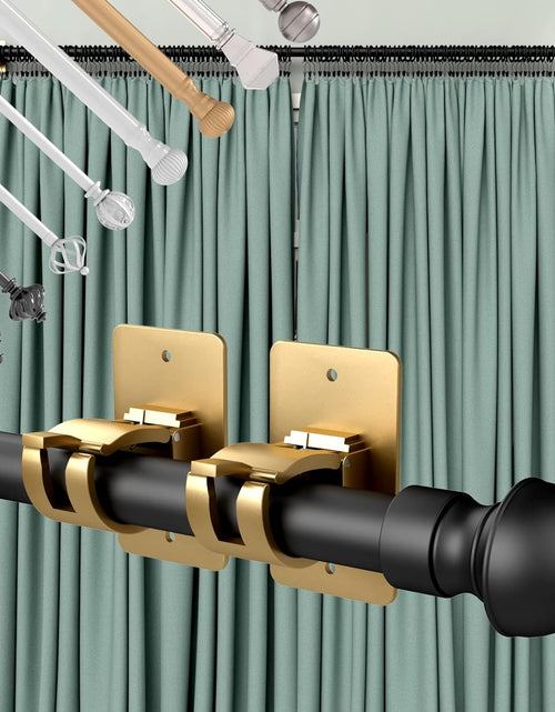 Load image into Gallery viewer, 8 Pieces Self Adhesive Curtain Rod Bracket, Universal Plastic Curtain Rod Holders, No Drill Curtain Rod Brackets Curtain Rod Hooks
