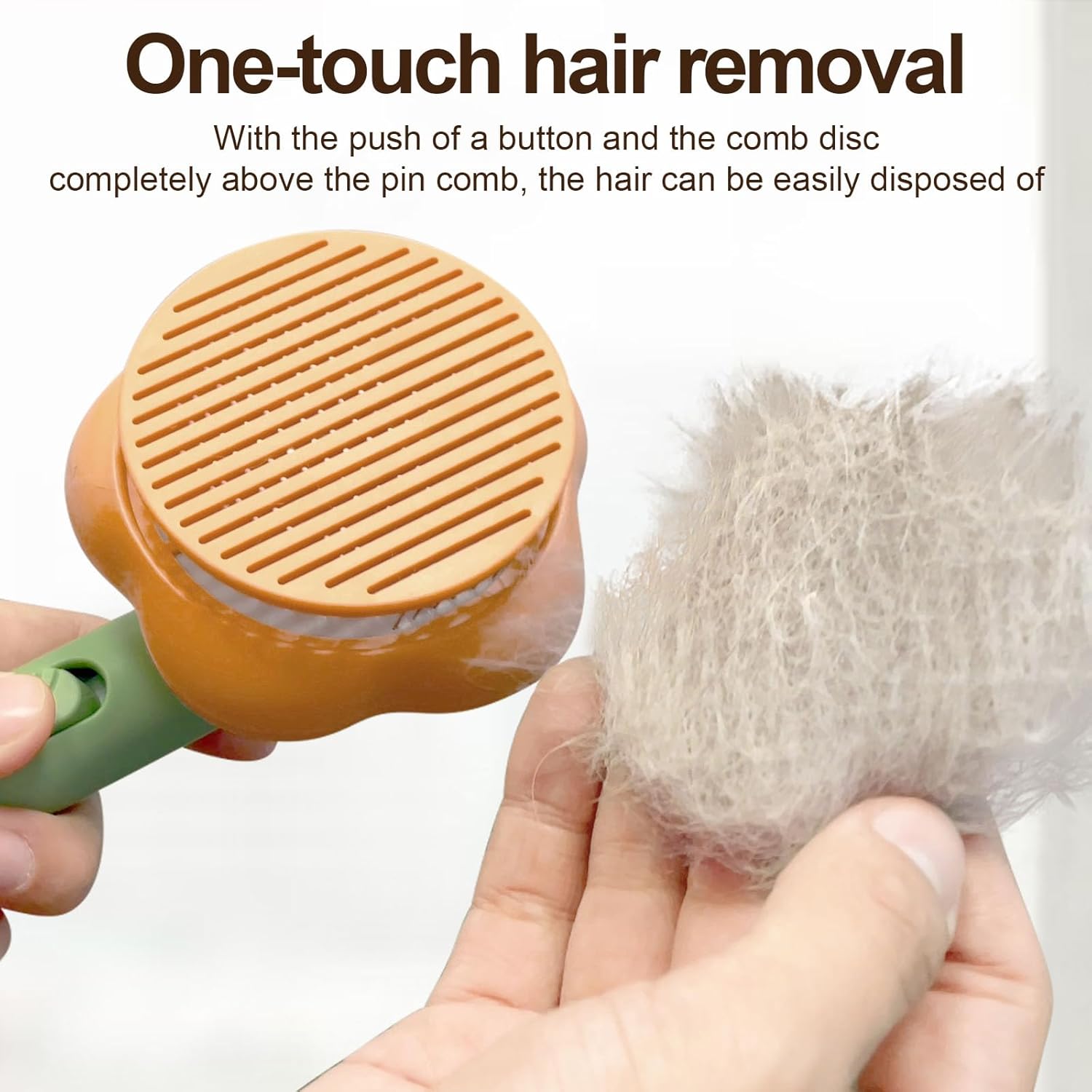 Pet Grooming Brush Cat Deshedding Brush, Self-Cleaning Slicker Cat Brushes ,Orange+Green