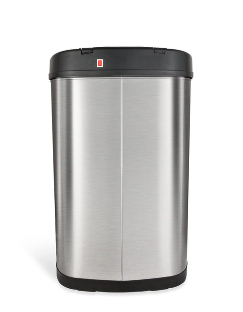 Load image into Gallery viewer, Automatic Touchless Motion Sensor Oval Trash Can with Black Top, 13 gallon/50 L, Stainless Steel

