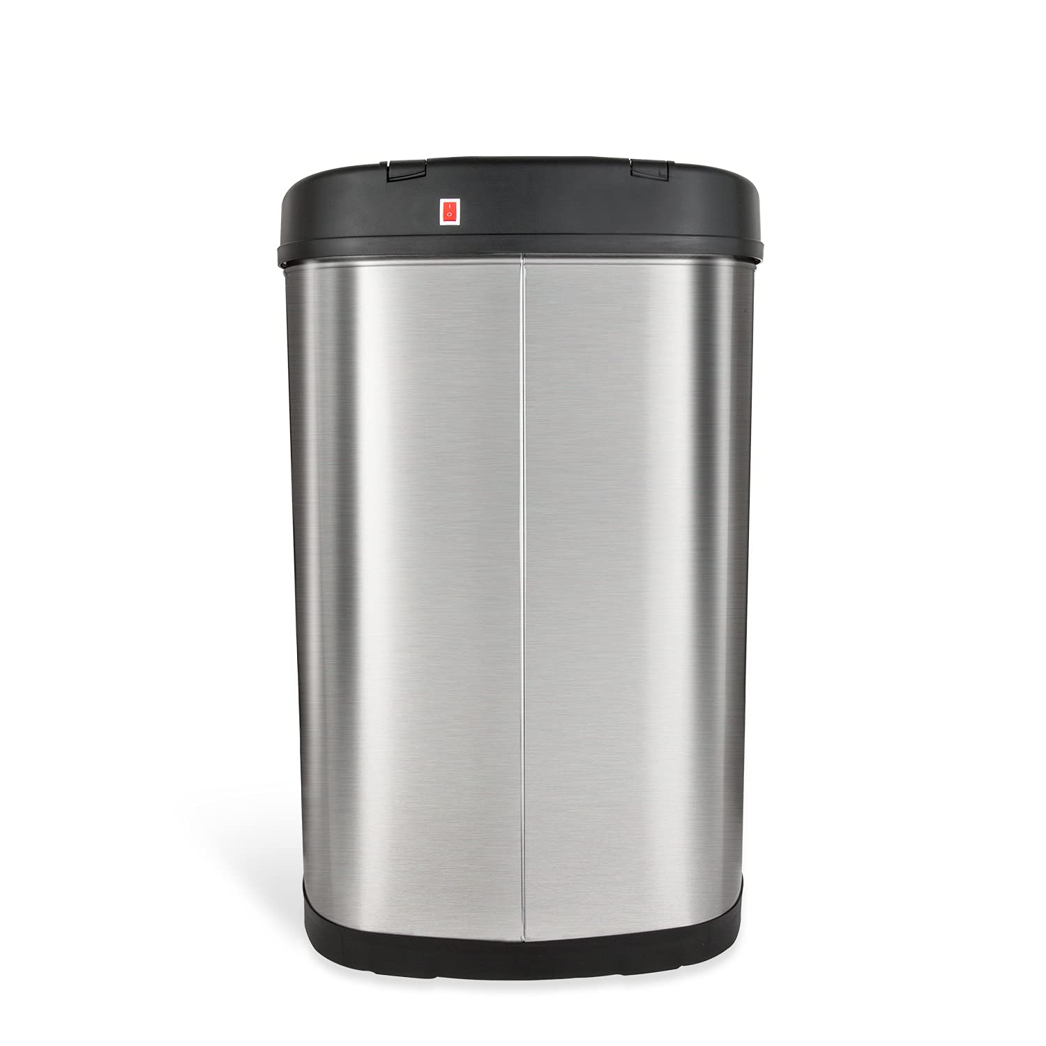 Automatic Touchless Motion Sensor Oval Trash Can with Black Top, 13 gallon/50 L, Stainless Steel